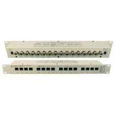 16 Channel Rackmount Video Balun with RJ45 in (16x) and BNC out (16x), 18 Volts DC Input