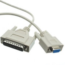 Null Modem Cable, DB9 Female to DB25 Male, UL rated, 8 Conductor, 15 foot