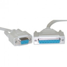 Null Modem Cable, DB9 Female to DB25 Female, 8 Conductor, 6 foot