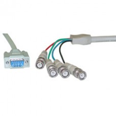 SVGA (HD15 Male) to BNC (4 Male) Monitor Breakout Cable with Ferrite Bead, Double Shielded, 6 foot