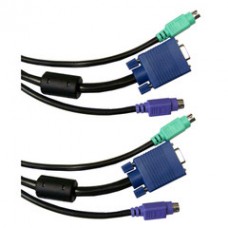 KVM Cable, Black, SVGA and 2 PS/2, HD15 Male and 2 x MiniDin6 Male, 10 foot