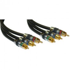 Premium Component Video RCA Cable, 3 RCA Male, 24K Gold Connectors, CL2, 6 foot