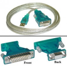 USB to Serial Adapter Cable with DB9 Female to DB25 Male Adapter, USB Type A Male to DB9/DB25 Male, 6 foot