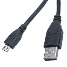 Micro USB 2.0 Cable, Black, Type A Male / Micro-B Male, 1.5 foot