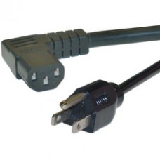 Right Angle Computer/Monitor Power Cord, Black, 14 AWG, 15 Amp, 25 foot