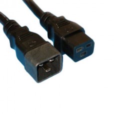 Power Extension Cord, Black, C20 to C19, 12AWG/3C, 20 Amp, 6 foot