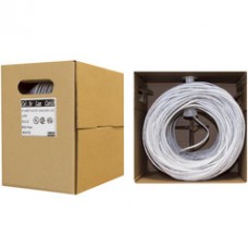 Bulk Cat5e White Ethernet Cable, Solid, UTP (Unshielded Twisted Pair), Pullbox, 500 foot