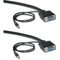 Plenum VGA Cable w/ Audio, Black, HD15 Male + 3.5mm Male, Coaxial Construction, Shielded, 75 foot