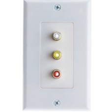Wall Plate, White, 3 Gold Plated RCA Female to Solder Type (Red, White and Yellow)