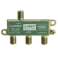 F-pin Coaxial Splitter, 3 Way, 1 GHz 90 dB