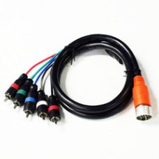 EZ Pull Orange Male to 5 RCA (RGB Component Video and Stereo Audio) Male Adapter Cable 3 foot
