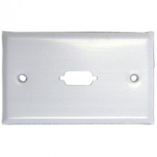 Wall Plate, White, 1 Port fits DB9 or HD15 (VGA), Painted Stainless Steel