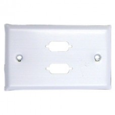 Wall Plate, White, 2 Port DB9 / HD15 (VGA), Single Gang, Painted Stainless Steel