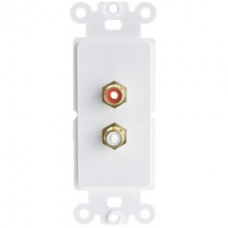 Decora Wall Plate Insert, White, RCA Stereo Couplers (Red/White), 2 RCA Female