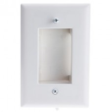 Wall Plate, White, Recessed for Easy Pass Through of Low Voltage Cable, Slim Fit