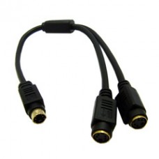 S-Video Y Cable, S-Video (miniDin4) Male to Dual S-Video (miniDin4) Female, 1 foot