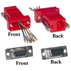 Modular Adapter, Red, DB9 Female to RJ45 Jack