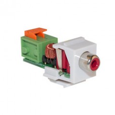 Keystone Insert, White, RCA Female to Balun Over Cat5e (Red RCA), Working Distance 350 foot