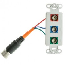 EZ Pull Audio/Video Wall Plate, Orange Male to Component Video (3 BNC Female) Converter