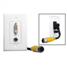 EZ Pull Audio/Video Wall Plate, Yellow Male to DVI-D Female + 3.5mm Stereo Audio Female, 110 Degree Face Plate