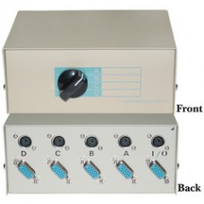 HD15 (VGA) Female / MiniDin6 (PS/2) Female, ABCD 4 Way Switch Box