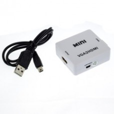 VGA Plus 3.5mm Stereo Audio to HDMI Desktop Mini Converter Adapter