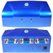 Electronic VGA Switch Box, Blue, 2 PC to 1 Monitor, VGA / HD15