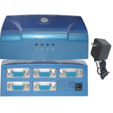 Electronic VGA Switch Box, Blue, 4 PC to 1 Monitor, VGA / HD15