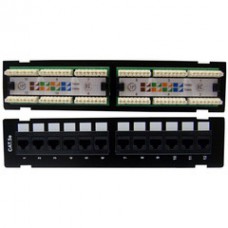 Wall Mount 12 Port Cat5e Patch Panel, 110 Type, 568A & 568B Compatible, 10 inch