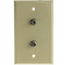 TV Wall Plate with 2 F-pin Couplers, Ivory