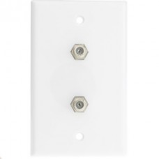 TV Wall Plate with 2 F-pin Couplers, White 