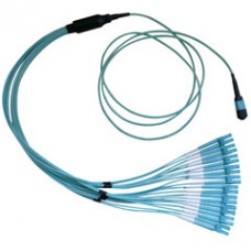 Plenum Fiber Optic Cable, 100 Gigabit Ethernet CFP/CXP 100GBase-SR10 to MTP(MPO)/LC (10 Duplex LC) 24 inch Breakout Cable, OM3, 50/125, 5 meter